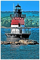 Plum Beach Lighthouse Near Newport - Digital Painting